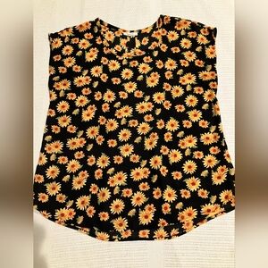 Pleione Black Floral Blouse